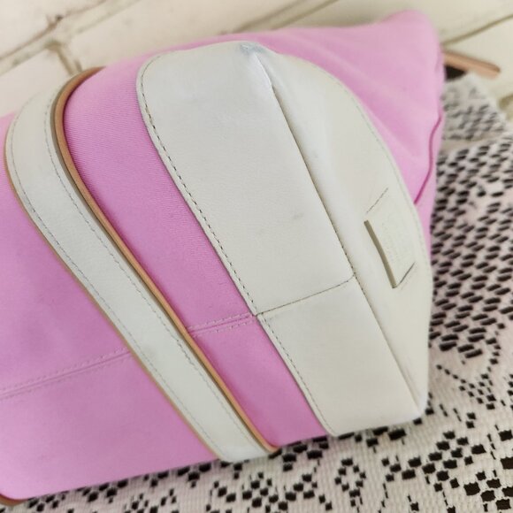 Euc Vintage Coach Hampton Pink & White Leather Shoulder Bag Tote Purse - Picture 10 of 16